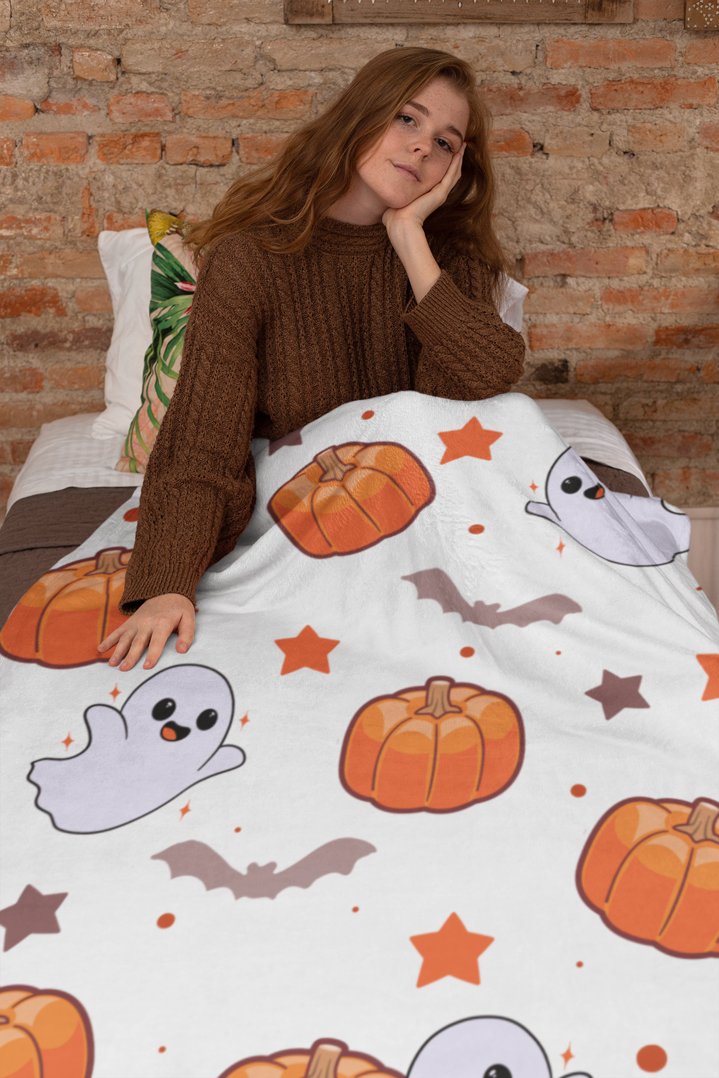 Ghost Pumpkin White Blanket