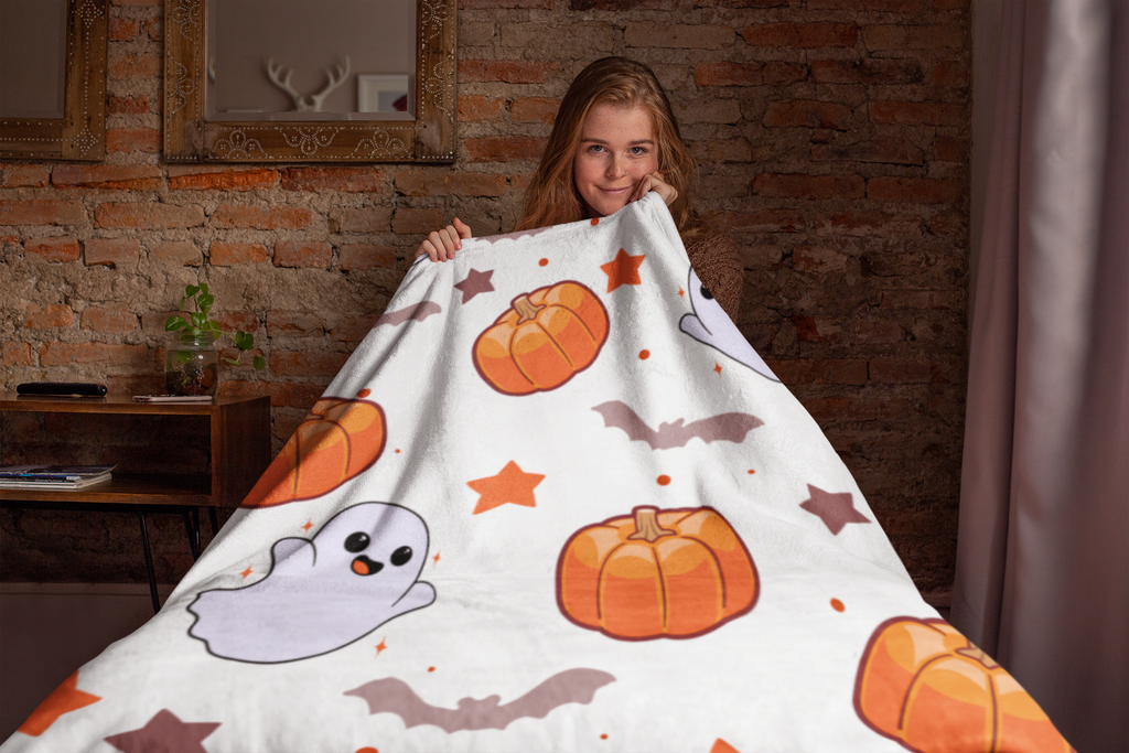 Ghost Pumpkin White Blanket