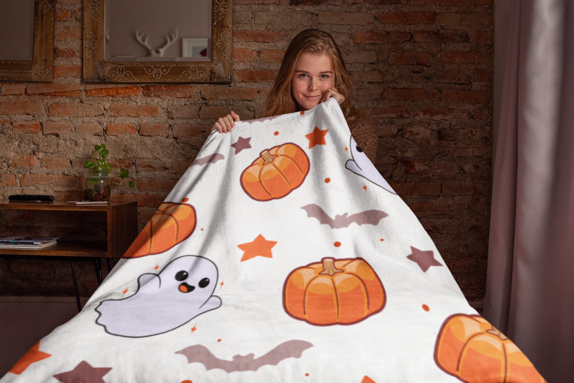 Ghost Pumpkin White Blanket