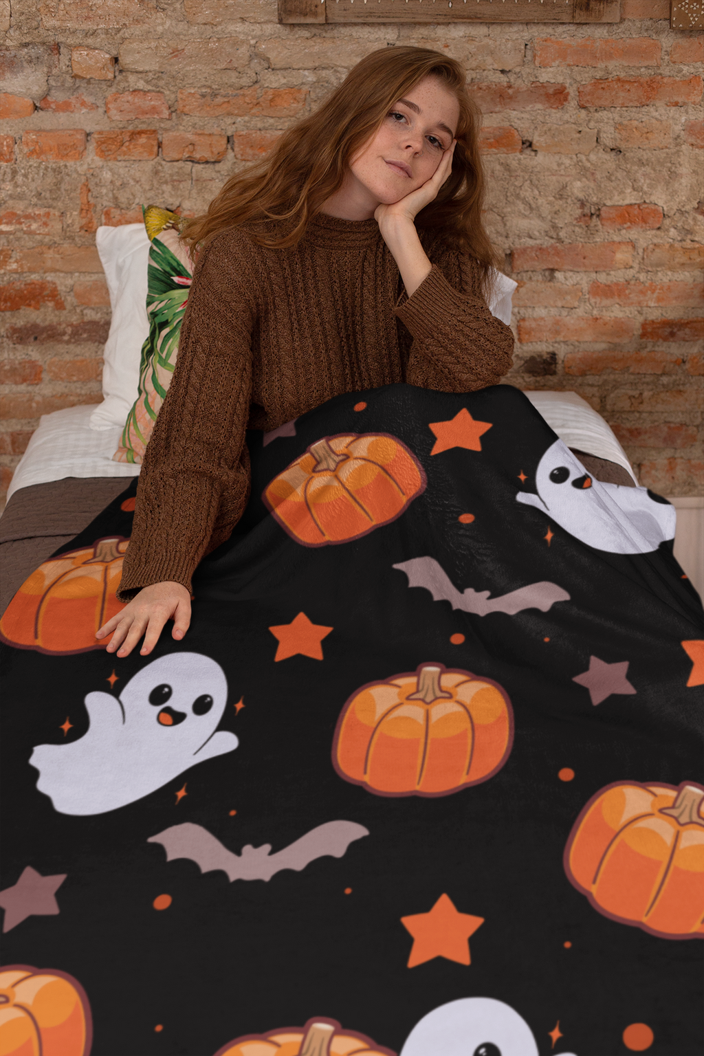 Ghost Pumpkin Black Blanket